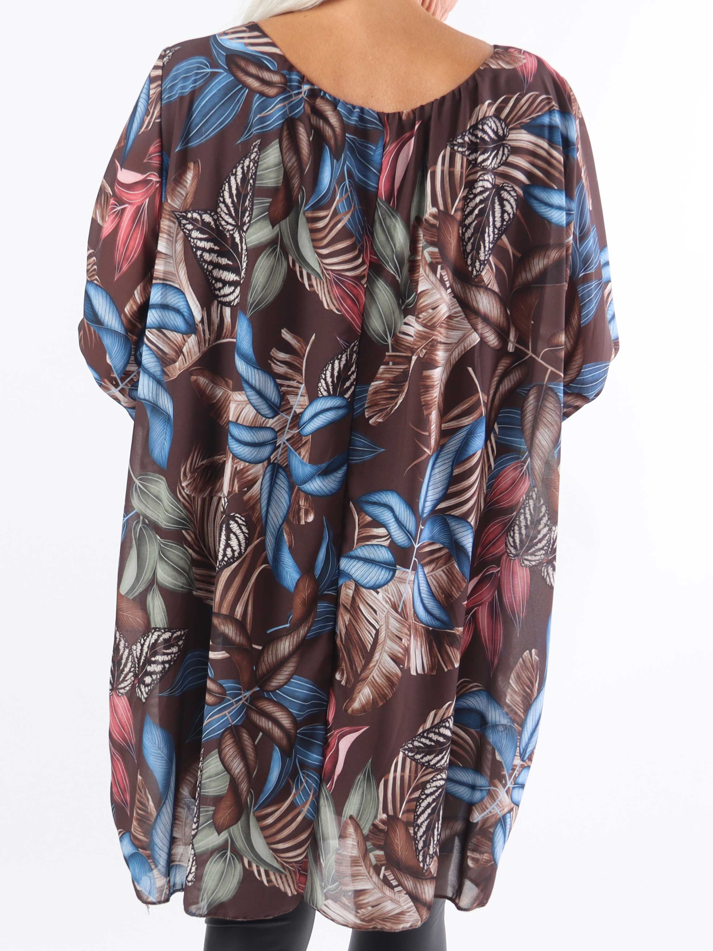 Lola - Sød plus size tunikakjole med bladmønster